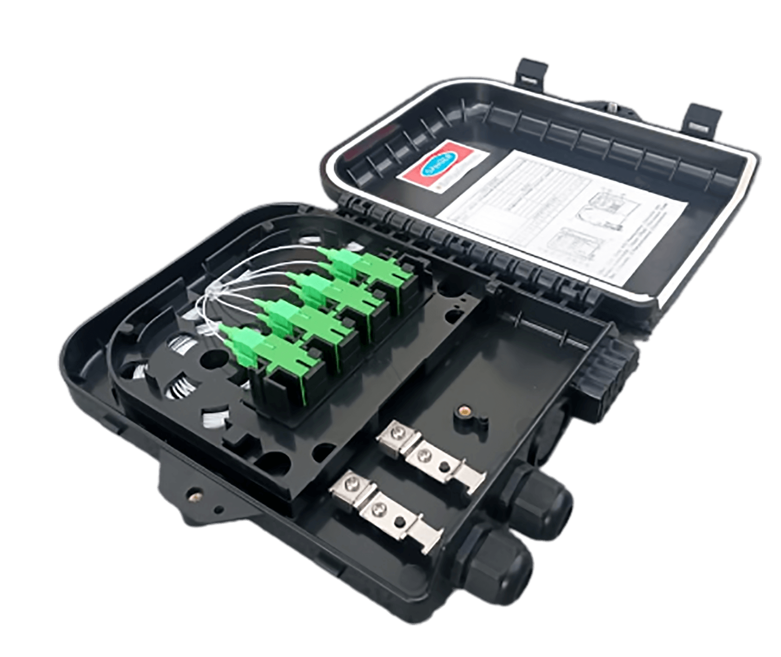 Vista adicional de 1X8 NAP BOX COMPLETA, splitter SC/APC  1x8 , IP65, 8 adaptadores SC/APC